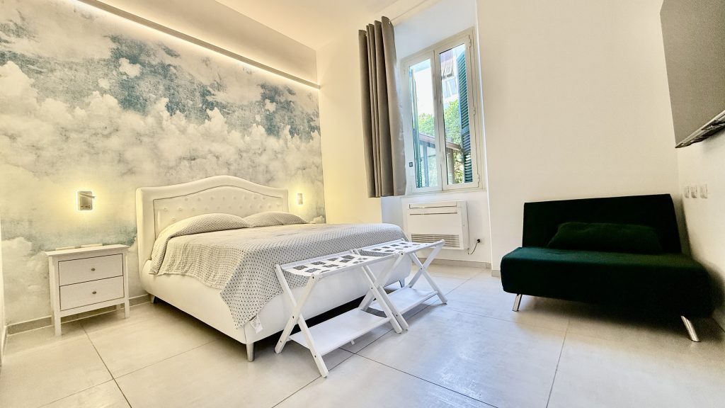 Private bedroom with premium hotel-style linens in Civitavecchia apartment